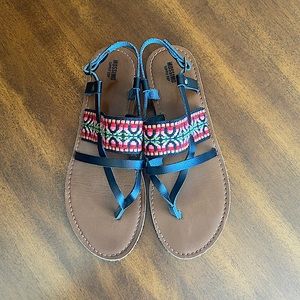 Embroidered Black Sandals